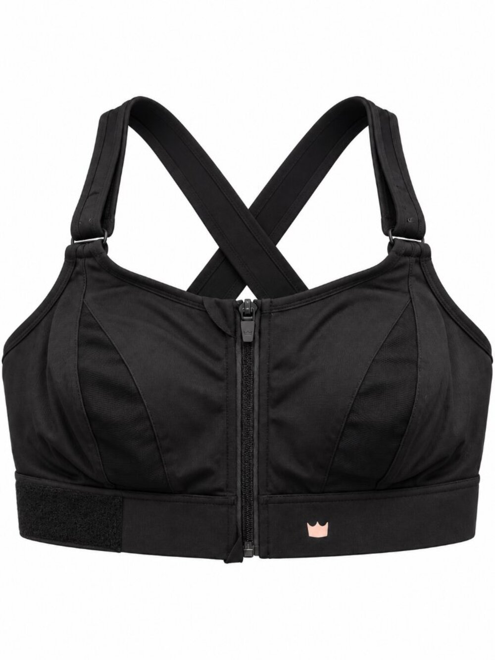 SHEFIT Ultimate Sports Bra 5Luxe Black High Impact Front Zip Adjustable